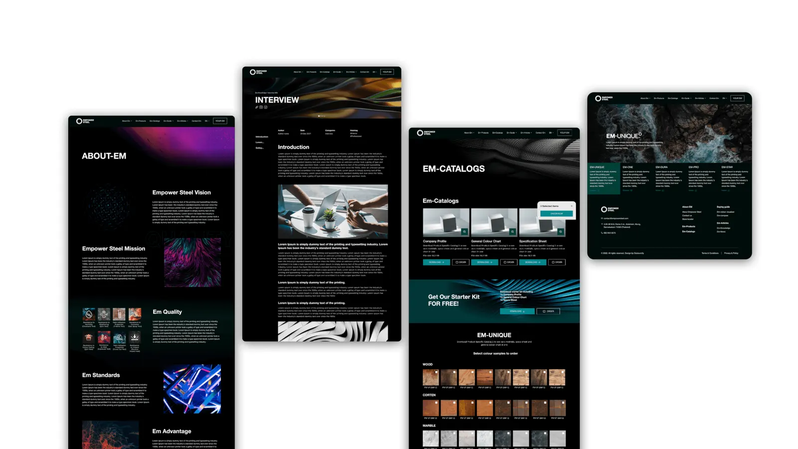 Collage of modern website design mockups for various devices.
