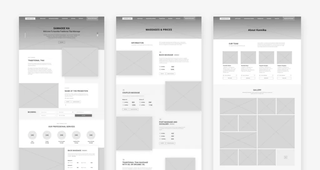 Outsourcify wireframes of a corporate website design project