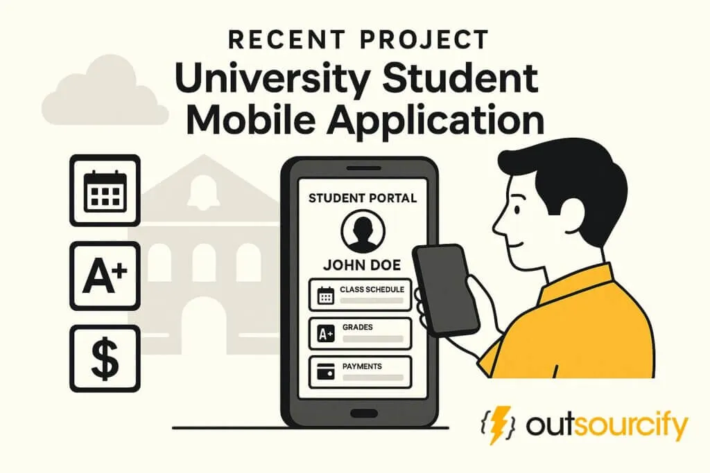 University student mobile app interface illustration