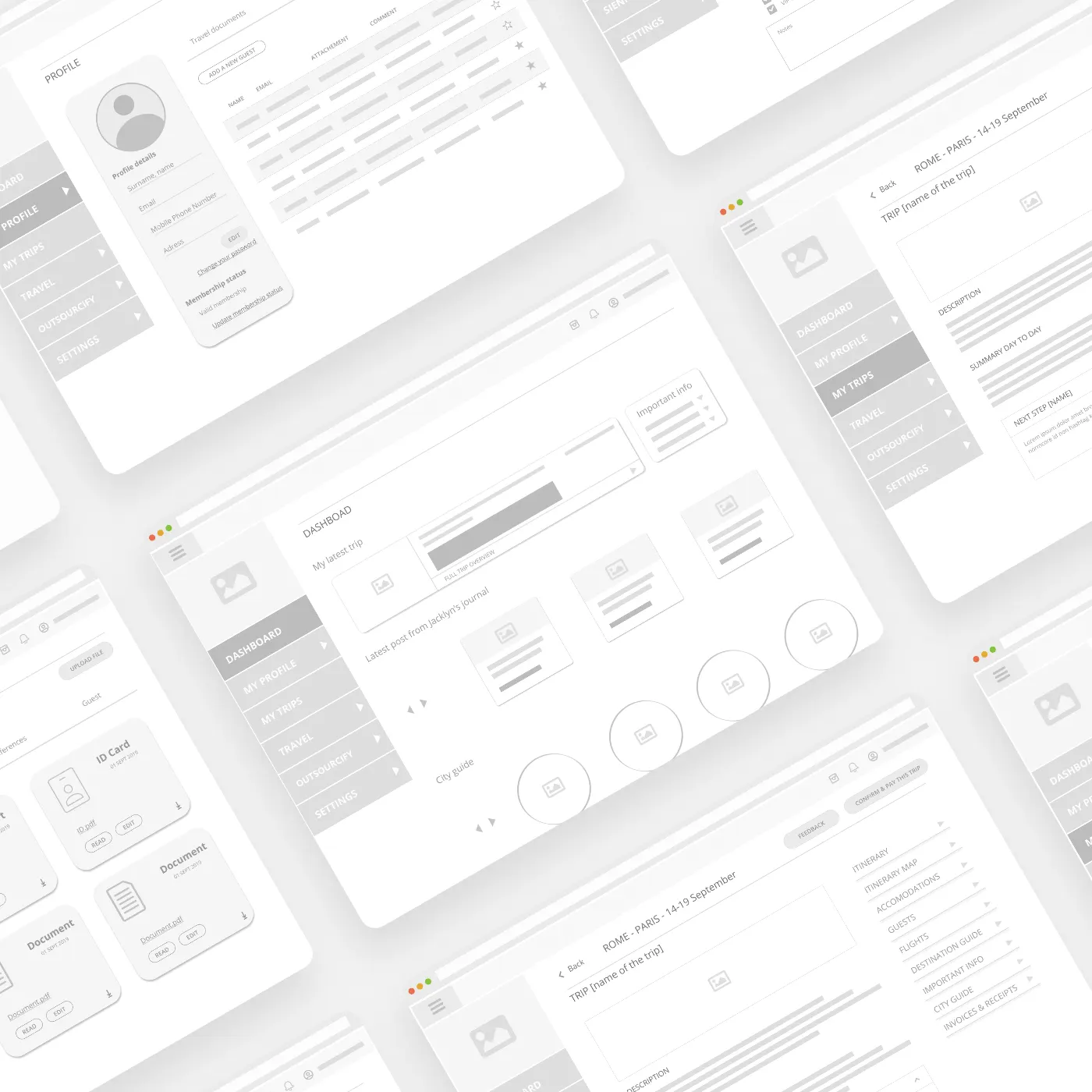 Sienna Charles Application Wireframe