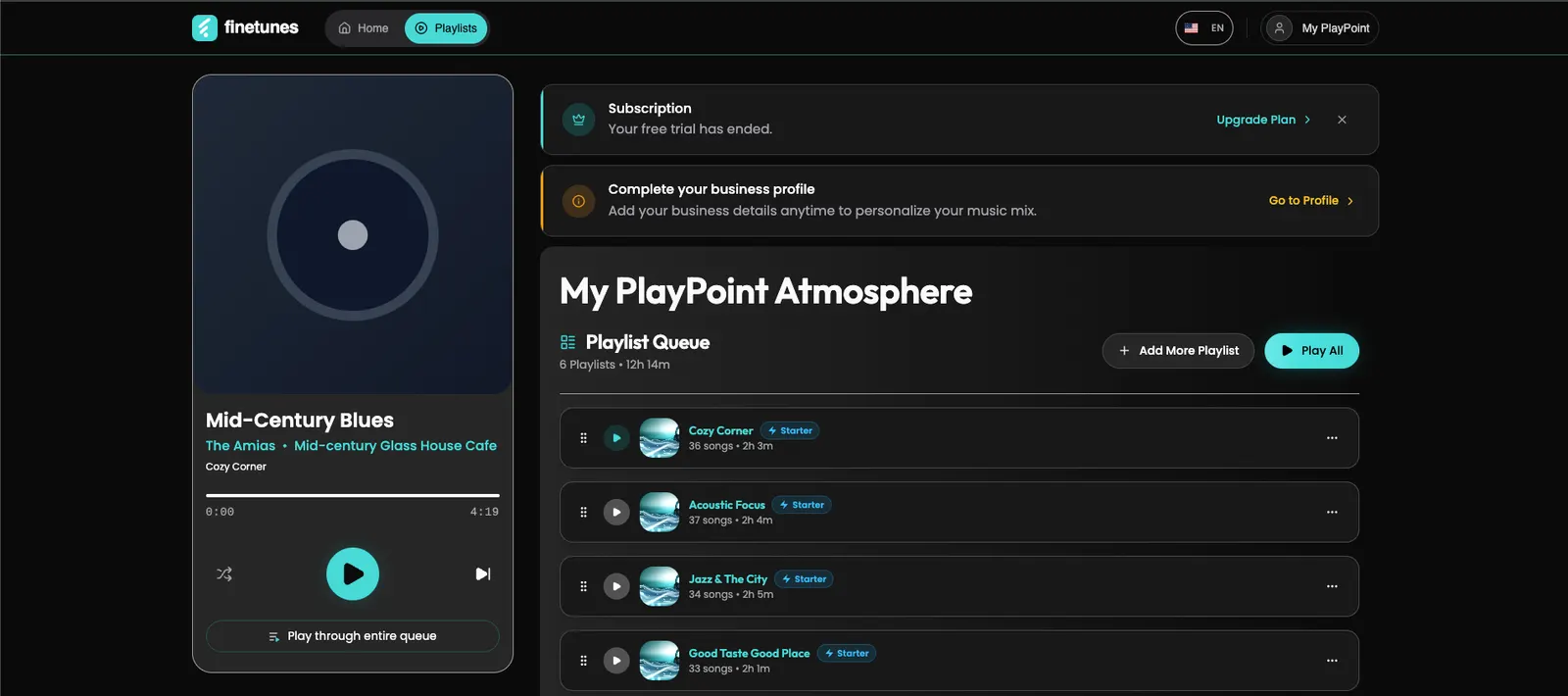 Finetunes playlist queue building a twelve-hour soundscape with curated playlists