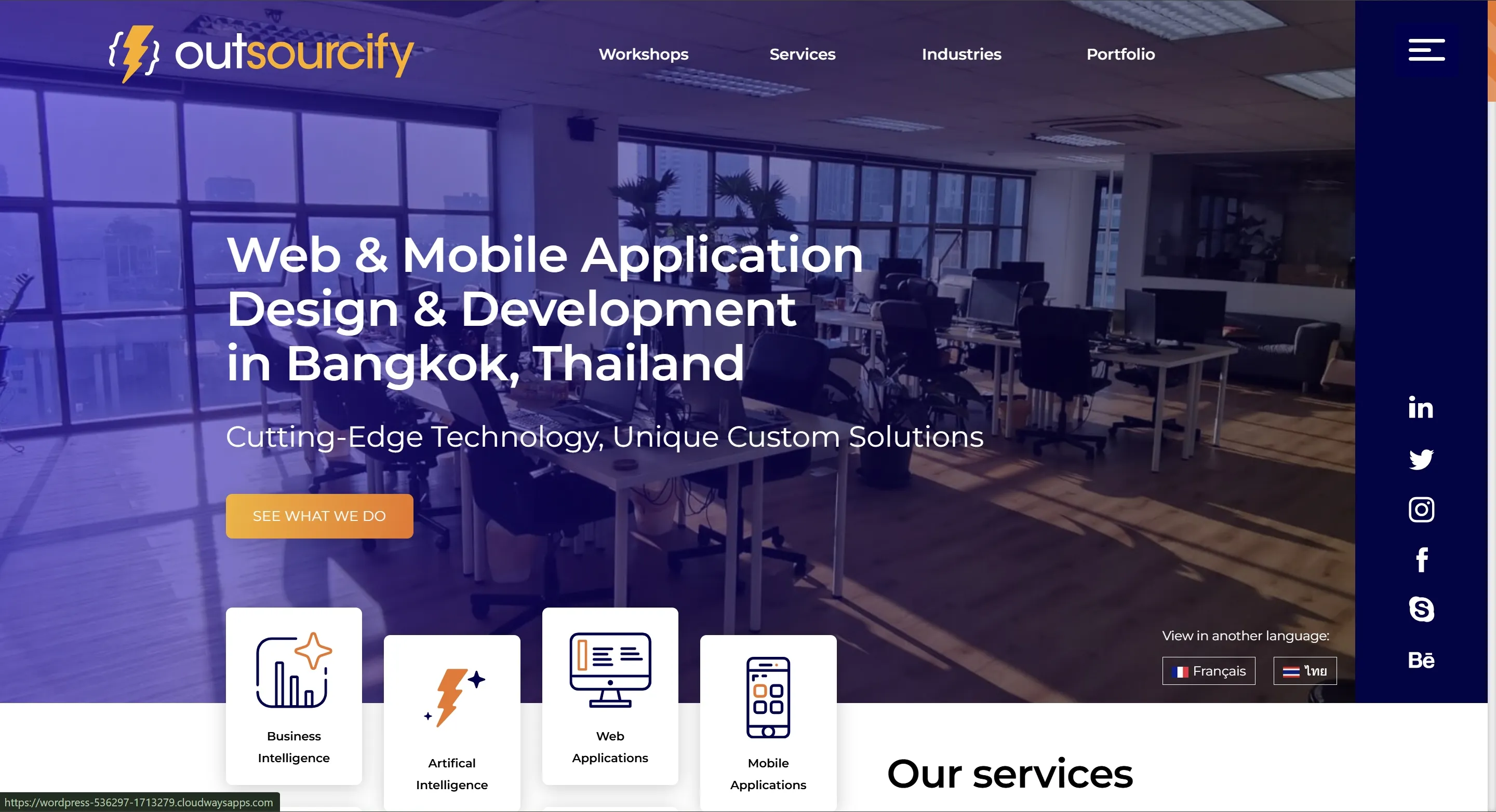 The old outsourcify.net homepage before the rebuild