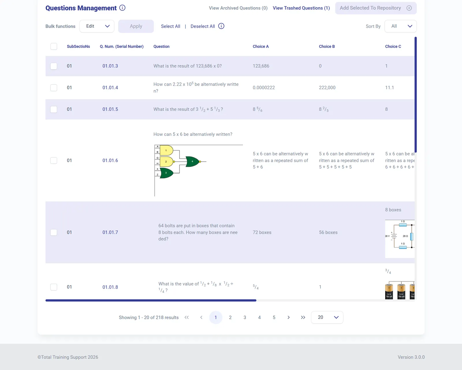 QB Generator question bank with equations, diagrams and image-based questions