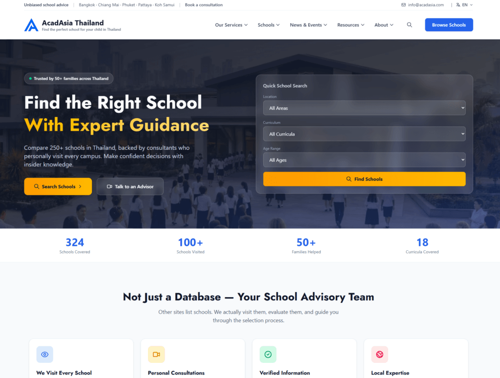 Find the right school in Thailand with guidance.