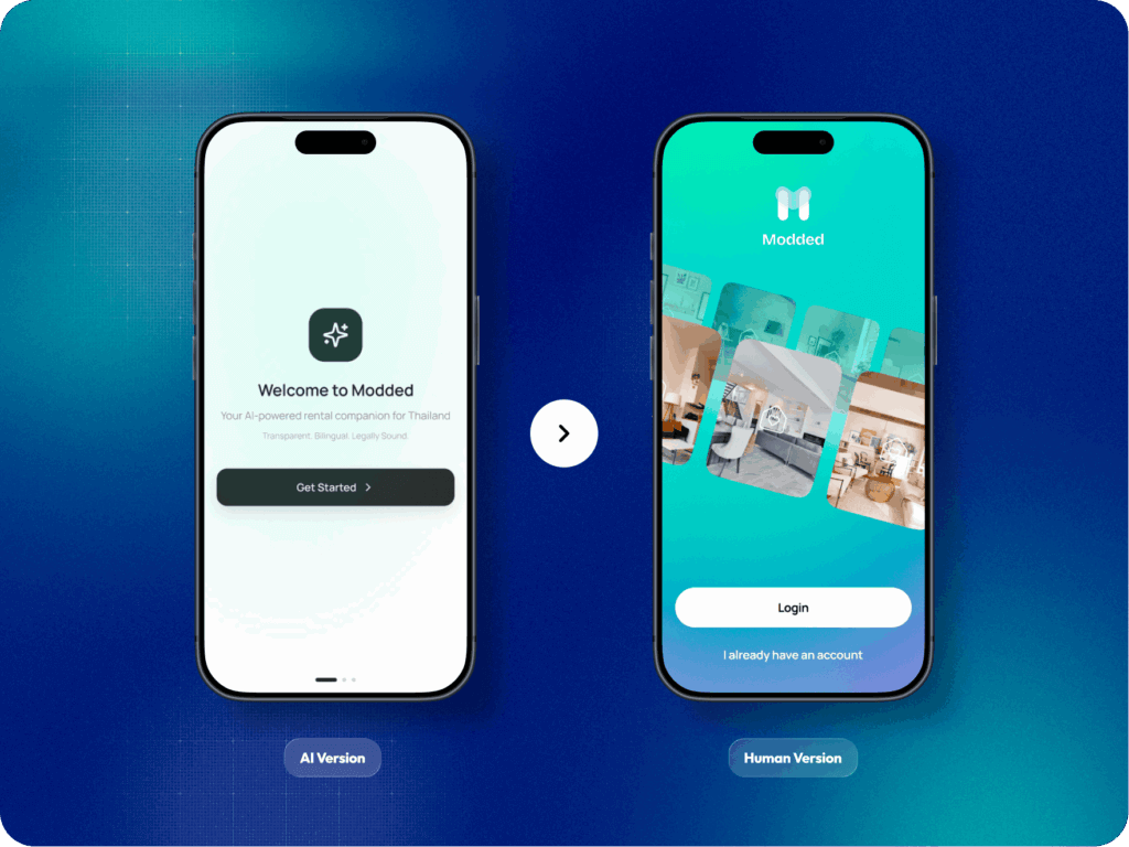 AI rental app interface comparison on smartphones.